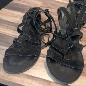 Frye Lace Up Black Gladiator Sandals in Great Condition, Size 7.5-8